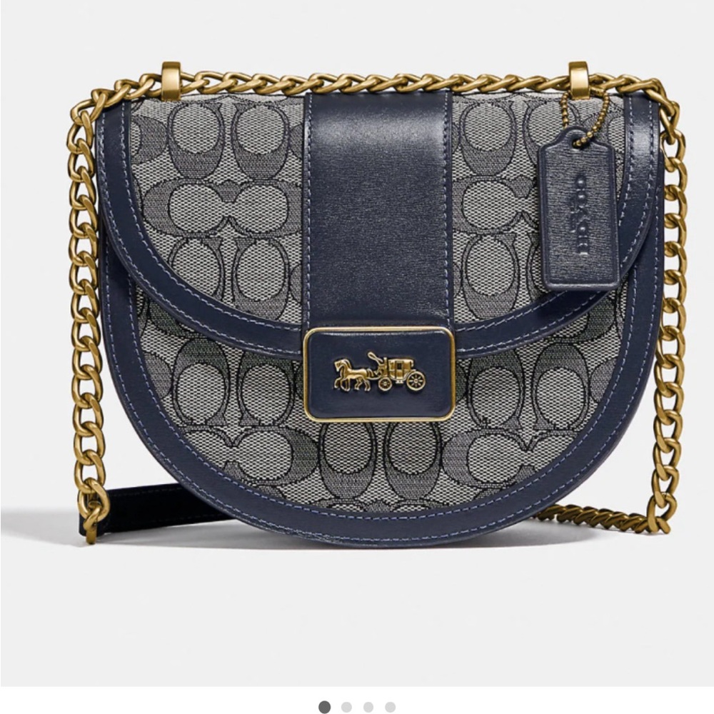 🥂Coach Alie Saddle Bag In Signature Jacquard